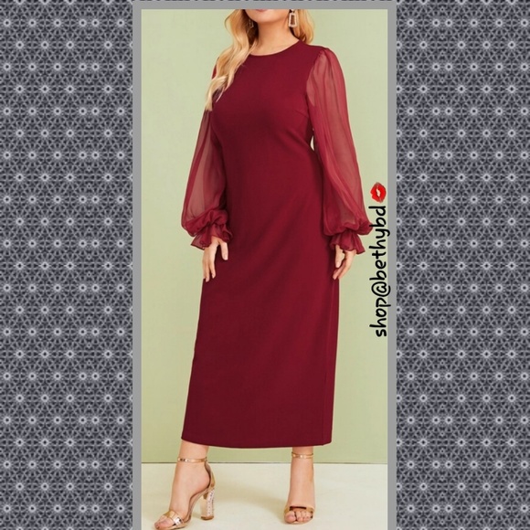 Belle of the Ball Couture Boutique Dresses & Skirts - Cranberry Red💼  5🌟rated Dress w/ sheer bishop sleeve! Last One!